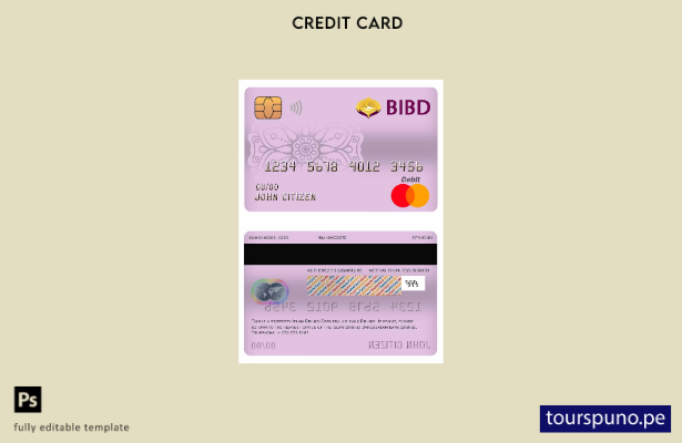 listo para imprimir plantilla de tarjeta de débito mastercard del banco Brunei B